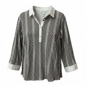 Foxcroft Black and White Chevron Polo Tunic